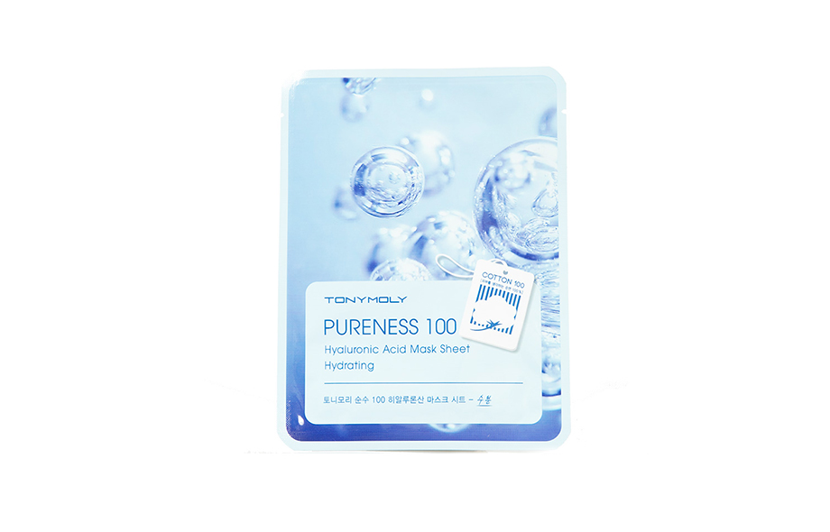 Тканевая маска с гиалуроновой кислотой Pureness 100 Hyaluronic Acid Mask Sheet от Tony Moly создает на коже тонкую пленку, препятствующую испарению влаги, напитывает ее и улучшает цвет лица.
