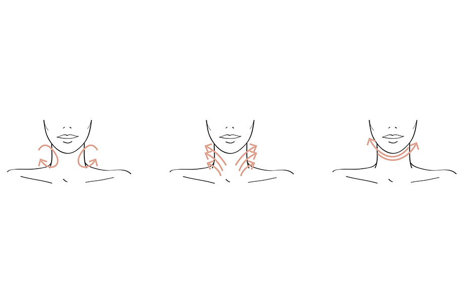 Sisley предлагает схему нанесения крема для шеи, которую можно использовать и с другими средствами, а также для самомассажа