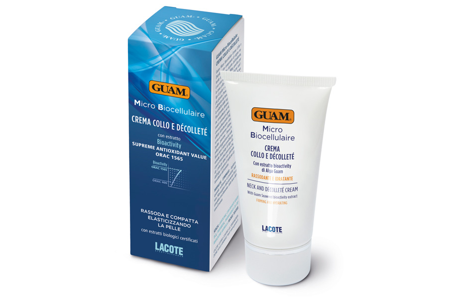 Микробиоклеточный крем для шеи и зоны декольте, GUAM. Имеет мощный лифтинг-эффект, в котором трудно усомниться, читая состав: тут и новый комплекс BioActivity, и бурые водоросли, и морская вода, и планктон, и экстракты растений. GUAM, Антоновича, 4