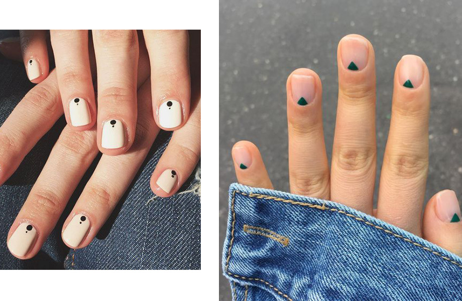 Графический лунный маникюр