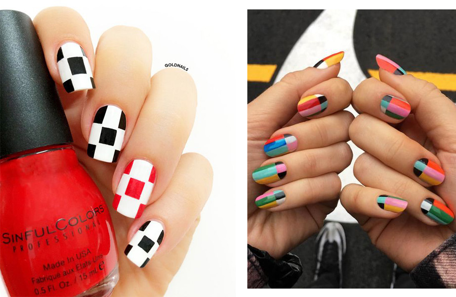 Шахматный маникюр