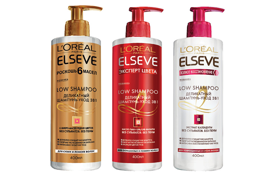 Шампунь-уход Elseve Low Shampoo 3-в-1, LOreal Paris