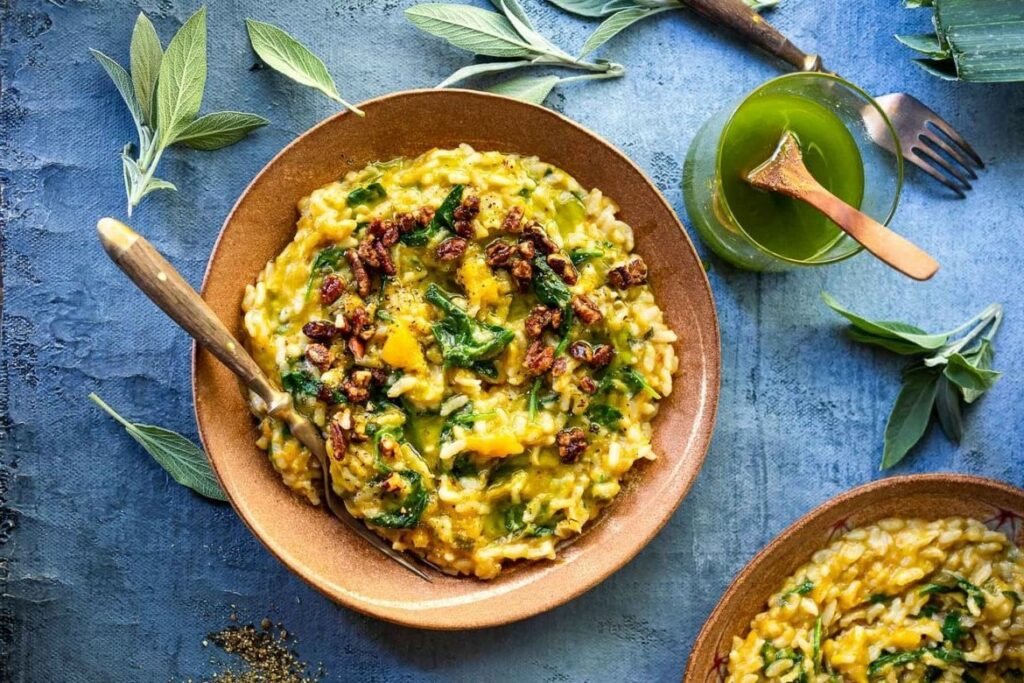 Ризотто с тыквой и луком-пореем