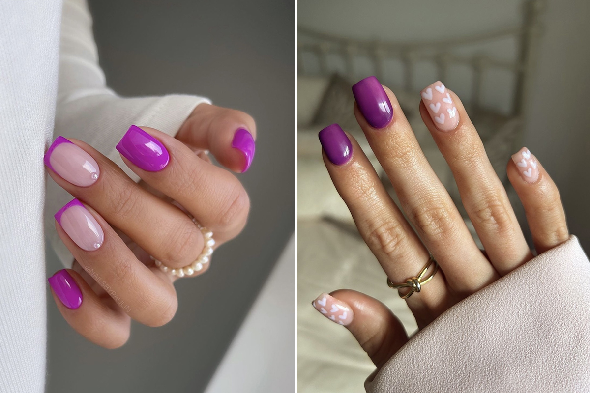модний фіолетовий манікюр з дизайном