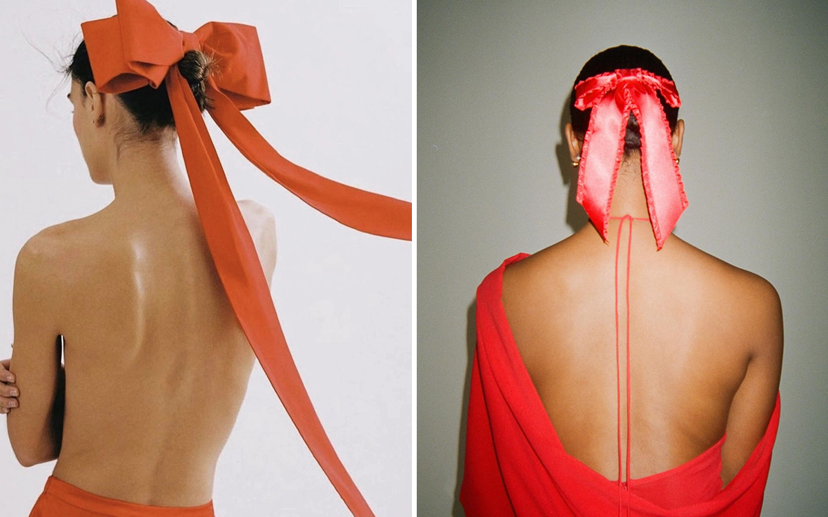 зачіски з червоним бантом