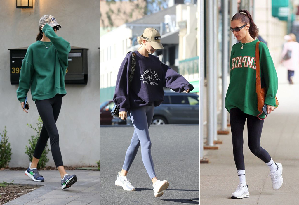 образи з лосинами на весну з худі