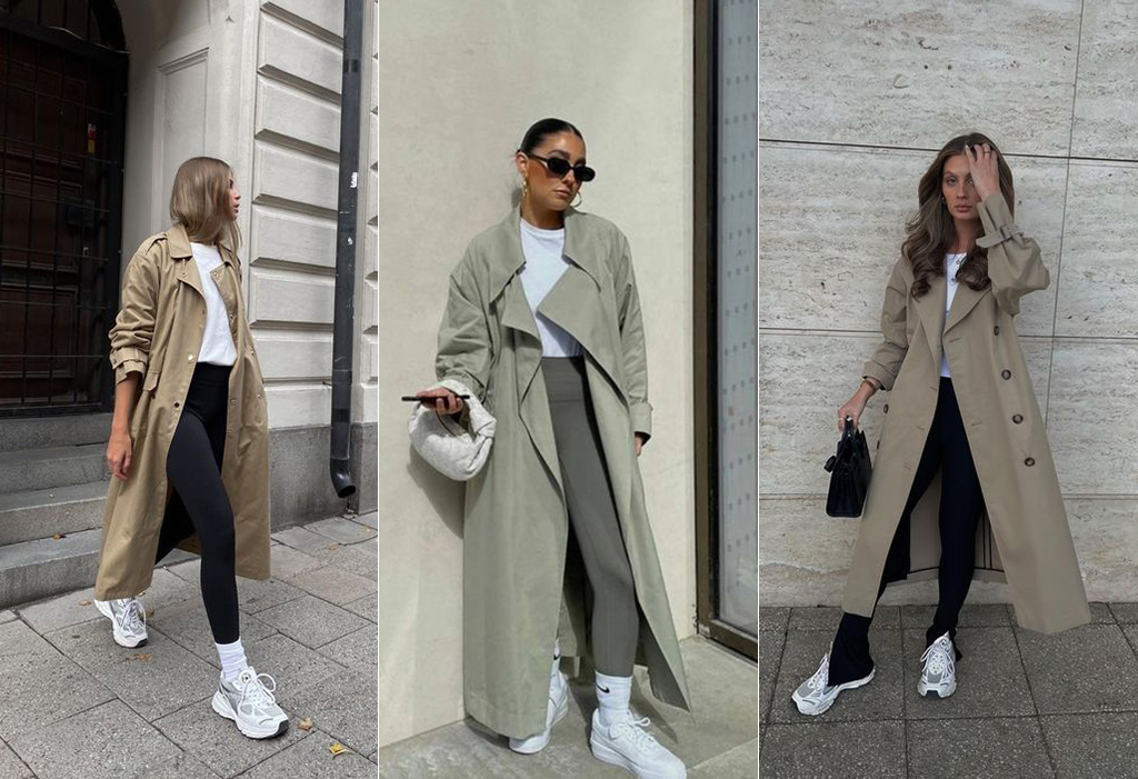 образи на весну з лосинами і тренчем