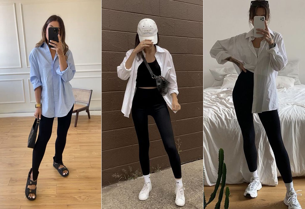 образи з лосинами і сорочкою оверсайз