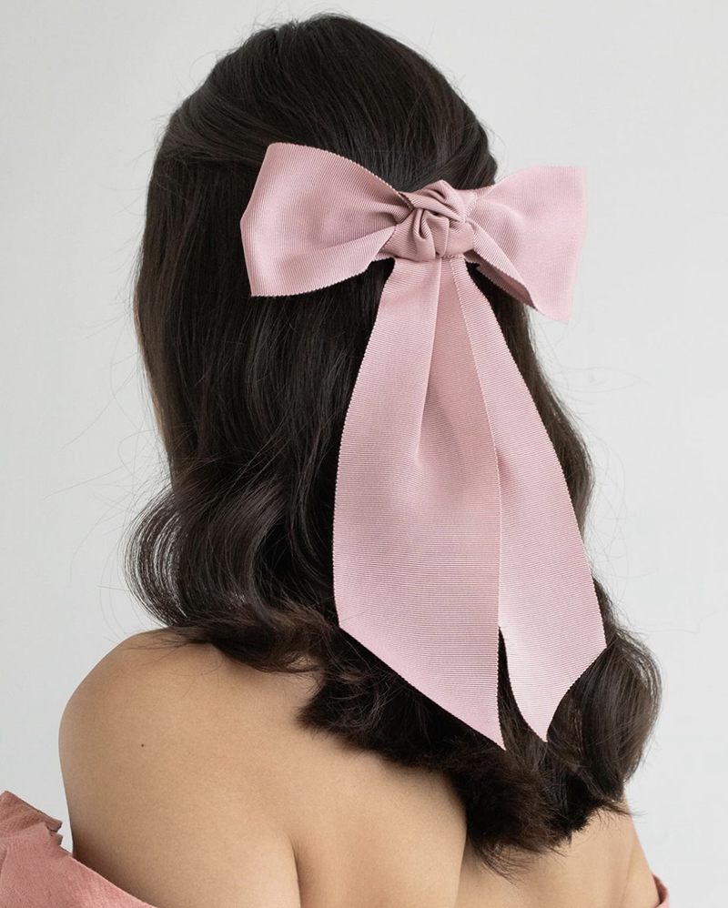 Шовковий бант для волосся рожевий