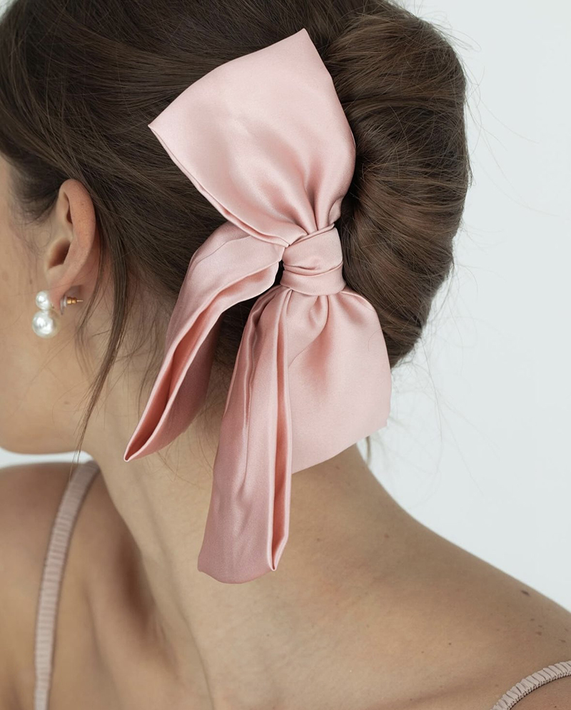 Шовкова заколка-бант для волосся