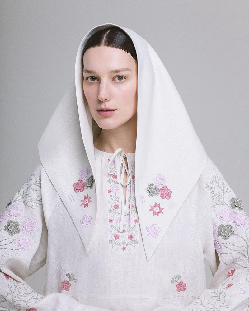 Вишита лляна хустка Etnodim