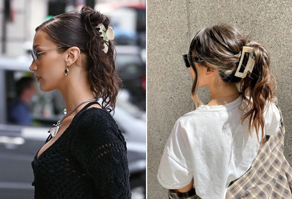 Зачіска недбалий хвіст з крабиком