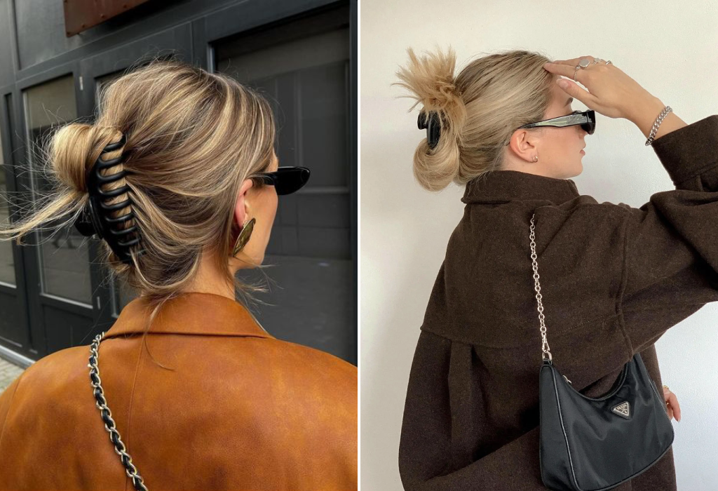 Недбалий пучок з заколкою крабик